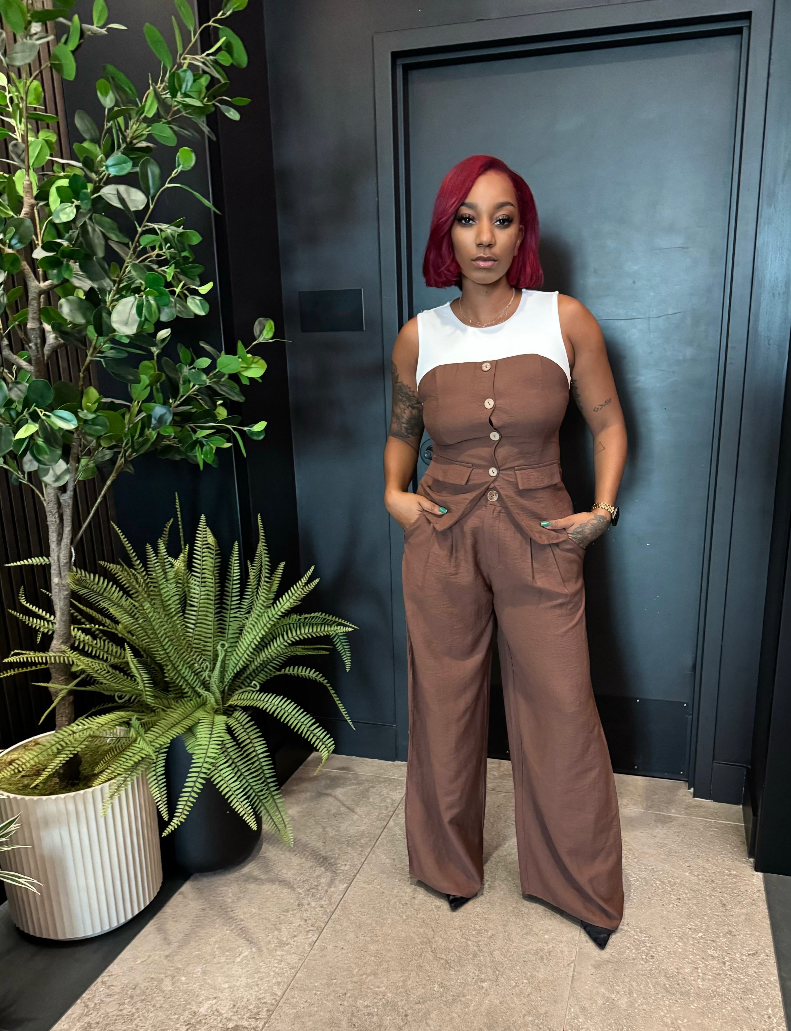 Mocha Authority Pant Set – EXQUISITE PIECES BOUTIQUE